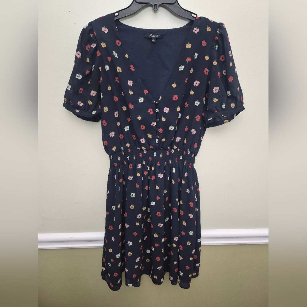 Madewell Navy Floral Mini Dress Small